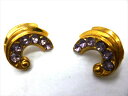 ◎【ヴィンテージアクセサリー/vintage accessories】『 海外製 半円 パープルストーン / イヤリング 』アクセサリー ヴィンテージ ビンテージ 耳飾り イアリング 半月 紫 クリスタル 海外製 レトロ ファッション雑貨 アメ雑 アメリカン雑貨 雑貨