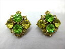 ◎【ヴィンテージアクセサリー/vintage accessories】『 海外製 スクエア グリーンストーン / イヤリング 』アクセサリー ヴィンテージ ビンテージ 耳飾り イアリング フラワー 緑 ビジュー 石 海外製 レトロ ファッション雑貨 アメ雑 アメリカン雑貨 雑貨