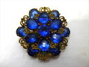 ◎【ヴィンテージアクセサリー/vintage accessories】『 海外製 立て爪 ブルーストーン / クリップ ブローチ 』ヴィンテージ ビンテージ コサージュ レトロ 青 ファッション雑貨 ヨーロッパ アメ雑 アメリカン雑貨 雑貨
