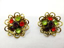 ◎【ヴィンテージアクセサリー/vintage accessories】『 海外製 フラワー / イヤリング 』アクセサリー ヴィンテージ ビンテージ 耳飾り イアリング フラワー 花 ビジュー 石 クリスタル 海外製 レトロ ファッション雑貨 アメ雑 アメリカン雑貨 雑貨