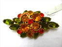 ◎【ヴィンテージアクセサリー/vintage accessories】『 海外製 立て爪 ストーン デザイン / ブローチ 』ヴィンテージ ビンテージ コサージュ レトロ 花 グリーン ファッション雑貨 ヨーロッパ アメ雑 アメリカン雑貨 雑貨