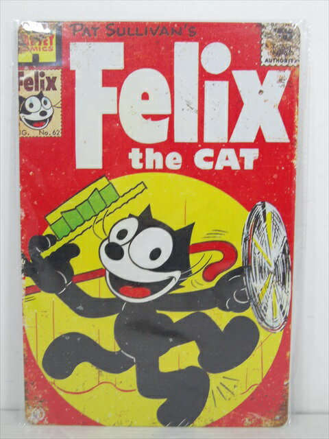 ◎【フィリックス・ザ・キャット/Felix the CAT】『 フィリックス コミック表紙柄 / ブリキ看板 プレート 』ティンパネル 看板 インテリア ブリキプレート 黒猫フェリックス アメリカ雑貨 アメ雑 雑貨