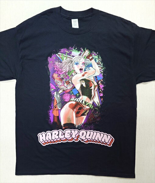 楽天アメリカ雑貨　マイクのおもちゃ箱◎【バットマン/BATMAN】『 Harley Quinn ブラック / プリント Tシャツ 』Tシャツ 半袖 シャツ 日本未発売 アメカジ カジュアル ファッション 映画 Movie DCコミックス ハーレイ・クイン スーサイド・スクワッド ファッション雑貨 アメリカ雑貨 アメ雑 雑貨