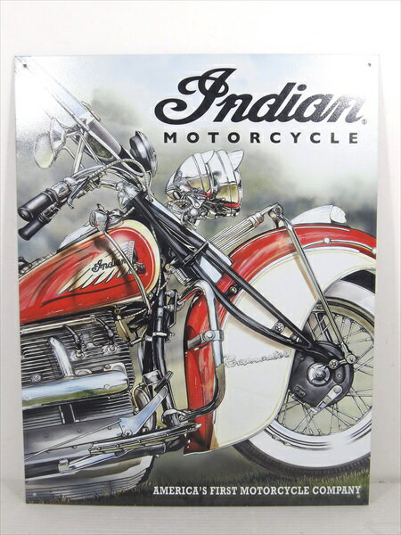 ◎【モーターサイクル/Motorcycle】『 indian MotorCycle 看板広告柄 / ブリキ看板 プレート 』ティンパネル 看板 インテリア ブリキプレート バイク オートバイ 自動車 車 カー レース モーター インディアン ディスプレイ アメリカ雑貨 アメ雑 雑貨