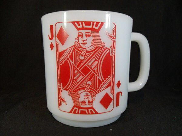 ◎【ミルクガラス/Milk Glass】『 ジャック/ダイヤ トランプ柄 マグ / マグカップ 』ミルクガラス マグカップ カップ マグ コップ 食器 ビンテー...