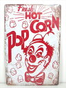 ◎【ブリキ看板/tin plate】『 FRESH HOT POP CORN / ブリキプレート 』ティンパネル 看板 インテリア ビンテージ風 看板 広告 食...