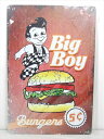 ◎【ブリキ看板/tin plate】『 BigBoy Burgers 看板柄 / ブリキプレート 』ティンパネル 看板 インテリア ビンテージ風 看板 広告 食...