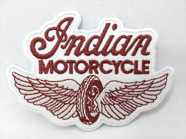 ◎【ワッペン/patch】『 Indian MOTOR CYCLE タイヤと翼 / アイロンパッチ 』アイロン ワッペン パッチ ..