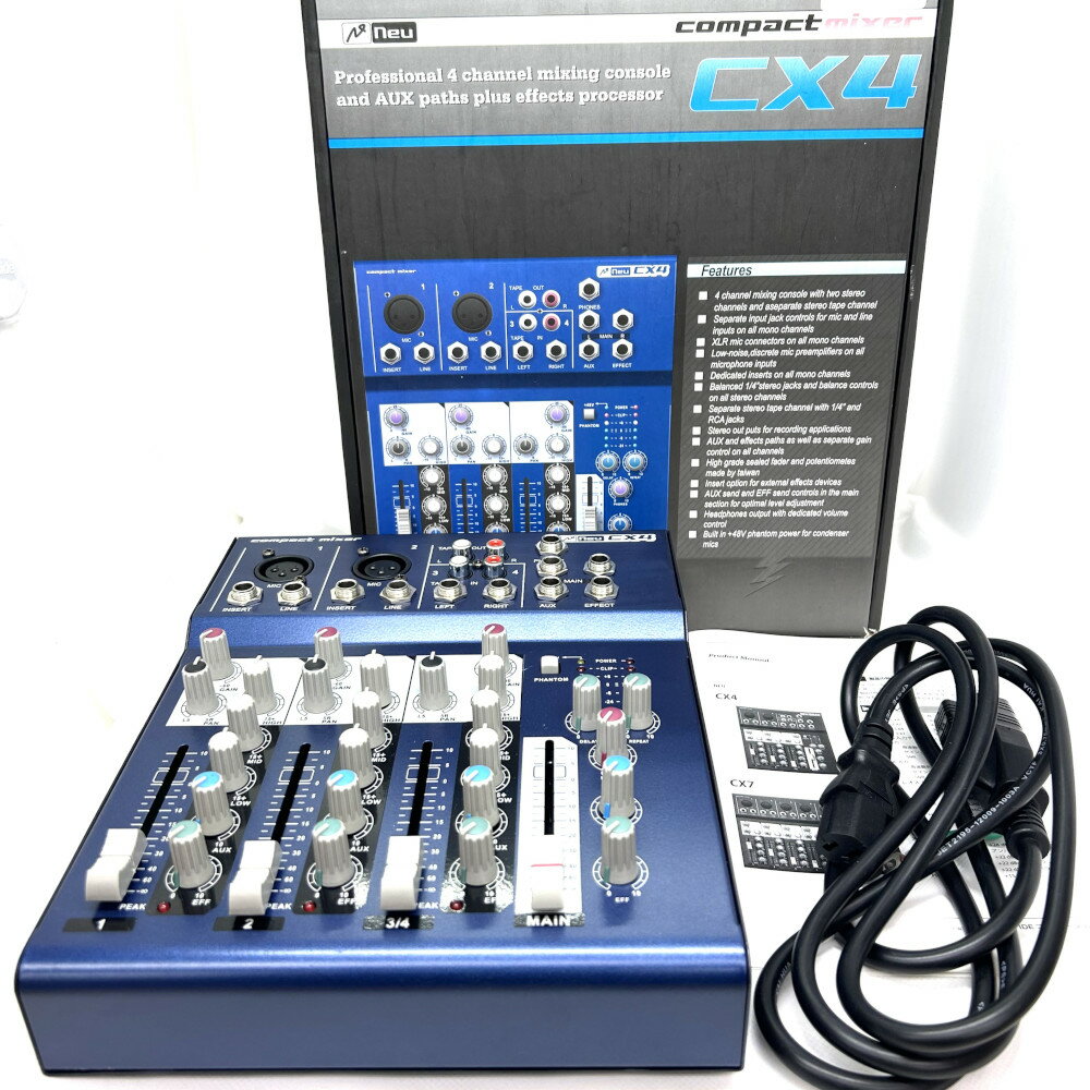《中古品》 NEU CX4 AC 電源内蔵のプロフェッショナル4CH ミキサー
