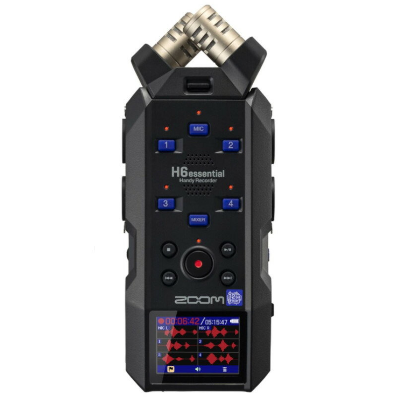 フロート レコーダー ZOOM ズ—ム H6essential XYステレオマイク、6トラックの32bit 《3年延長保証（ユーザー登録）》