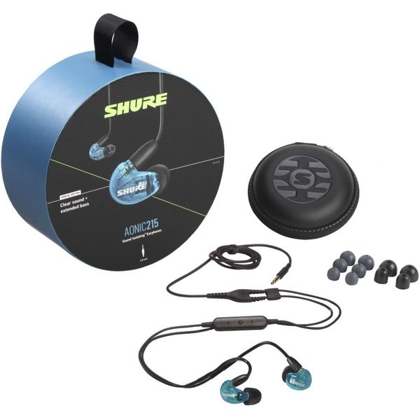 SHURE イヤホン イヤホン カナル型 SHURE シュアー AONIC 215 SE215DYBL+UNI-A ブルー《国内正規品 2年保証》