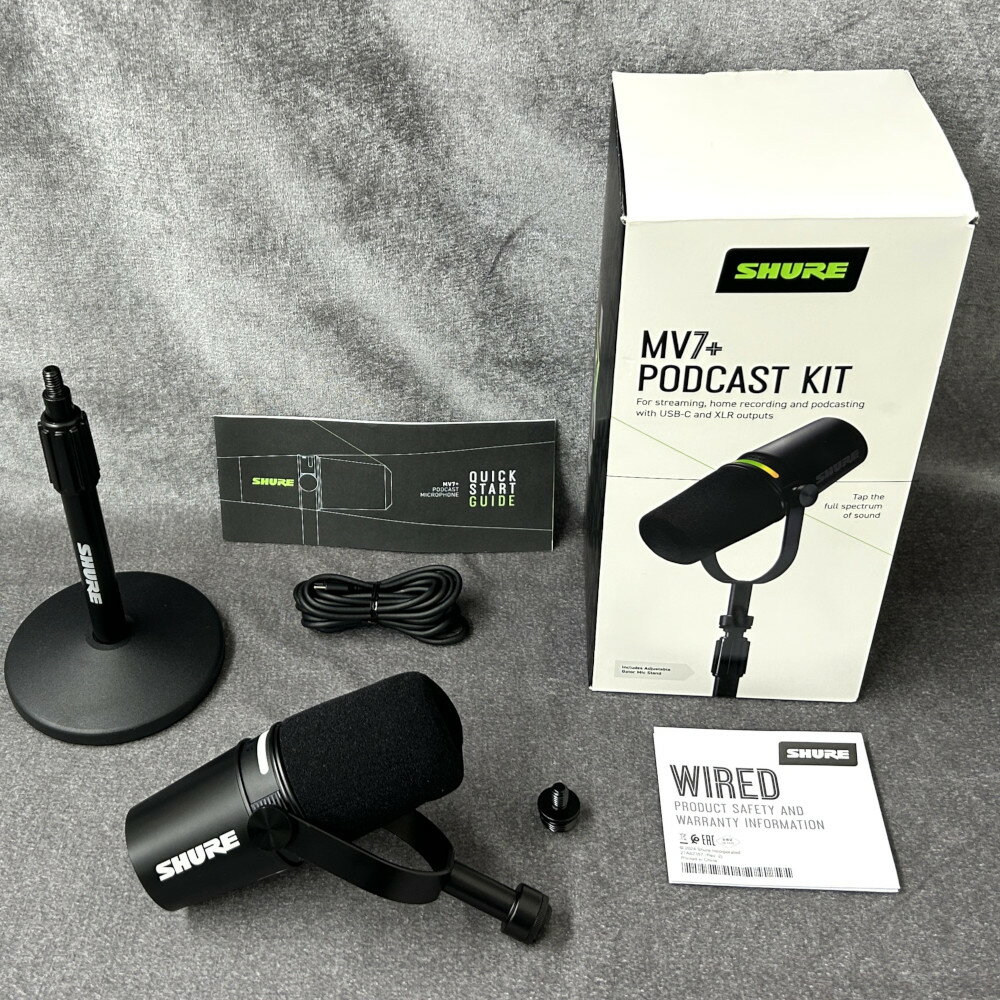 《アウトレット品》 ダイナミック マイク SHURE シュアー MV7+-K-J (ブラック) + デスクトップスタンド付き [MV7+-K-BNDL-J]《国内正規品 2年保証》