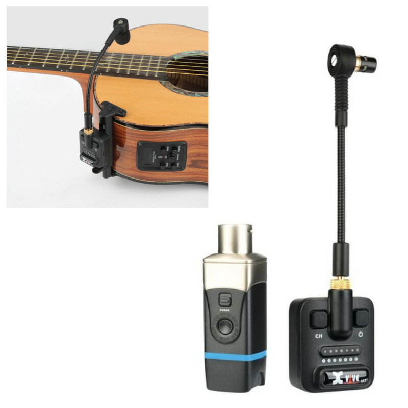 U8 アコースティックギター ワイヤレスシステム ◇超高音質マイク 音質は最も重要であり、優れたマイクがなければU8の価値はありません。U8は超高音質スーパーカーディオイド・グースネック・マイクを採用。アコースティックギター、クラシックギター用に最適なボイシングが施されており、最大SPLは142 dB、感度は-45 dBで、どんな環境でも楽器本来のサウンドを聴くことができます。 ◇ギターをかき鳴らして動き回れ！ Xviveはワイヤレスでブランドを確立し、信頼性の高いパフォーマンスとトップレベルの再現性の大切さを理解しています。U8は2.4GHz帯を使用、最大6チャンネルを備えているため、シグナル干渉時にも選択肢があり、ワイヤレスレンジは最大90フィート（約27m）です ◇楽器に簡単にクリップ U8には、トランスミッターとグースネック・マイクをアコースティックギターとクラシックギターのボディに取り付けるための頑丈なクリップが付属しています。クリップはボディ厚74mm〜105mm (2.9” ? 4.13”)に対応します。 ◇マイクポジション グースネック・マイクは可動式、楽器の音色を最もよく狙えるマイクポジションに調整可能です。 ◇ウィンドノイズをコントロール ワイヤレス使用時には動き回ることが多くなるため、ウィンドノイズ対策に付属のスポンジウィンドスクリーンやファーウインドシールドが役立つでしょう！ ◇付属品 U8パッケージにはキャリーケース、マイク、トランスミッター、レシーバー、充電用USB-Cケーブル、クリップ、ウィンドスクリーン、ウィンドシールド、マニュアルが付属します。 ◇充電と駆動時間 付属のデュアルUSB-C充電ケーブルを使用してトランスミッターとレシーバーの同時充電が可能です。5V / 2A仕様のUSB充電アダプターやその他のUSB充電デバイスへ接続してください。充電時間150分で約5時間、充電時間60分で約2時間、充電時間30分で約1時間駆動します。 《仕様》 ●マイク仕様 ・マイクタイプ：スーパーカーディオイド ・サイズ：20 mm x 28 mm x 190 mm ・重量：35 g ・マイク出力：1/8” balanced male TRS (Tip = +3.3V, Ring = -3.3V, Sleeve = ground) ・感度：-45dB ・最大音圧レベル：142Db ●ワイヤレスシステム仕様 ・使用帯域幅：2400 ? 2483.5 MHz ・伝送距離：約27m。実際のレンジはRFシグナルの反射、干渉、吸収などの環境によって変化します。 ・周波数特性：20 Hz ? 20 kHz (-3dB) ・ダイナミックレンジ：108 dB ・SN比：108 dB ・RF受信感度：-88 dBm ・全高調波歪：0.2% ・RF出力パワー：10 mW E.I.R.P. max ・動作温度：0°C to 45°C ・チャンネル数：最大6 ・充電電圧・電流：5V / 2A ・サンプルレート：24-bit / 48 kHz ・レイテンシー：5ms以下 ●トランスミッター仕様 ・サイズ：40 mm x 29 mm x 50 mm ・重量：35 g ・オーディオ入力コネクター：1/8” balanced TRS メス ・最大入力レベル：3.7 Vp-p ・ファンタム電源：± 3.3V ・USBタイプ：USB Type-C ・アンテナインピーダンス：50 ? ・アンテナタイプ：1/4 wave sleeve dipole, non-removable ・アンテナ数：1 ●レシーバー仕様 ・サイズ：31 mm x 29 mm x 98 mm ・重量：92 g ・出力インピーダンス：470 ? (1 kHz) ・オーディオ出力コネクター：バランスXLRオス ・最大出力レベル：3.6 Vp-p ・USBタイプ：USB Type-C ・アンテナインピーダンス：50 ? ・アンテナタイプ：1/4 wave sleeve dipole, non-removable ・アンテナ数：2関連商品《在庫あり 即納可能》ワイヤレス システム XVIVE Xvive X...《在庫あり 即納可能》ワイヤレス システム XVIVE Xvive X...33,000円33,000円ワイヤレス システム コンデンサーマイク 用 Xvive XV-U3C...NUX ニューエックス サクソフォン 用 ワイヤレス マイクシステム ...33,000円33,000円ワイヤレス システム Xvive XV-U3 マイクとミキサーがあれば...ワイヤレス イヤモニ XVIVE XV-U4 U4 インイヤーモニター...29,700円34,100円ワイヤレス システム Xvive XV-U3 デジタルワイヤレス・シス...BOSS ボス WL-60 Wireless System ワイヤレス...46,750円30,800円《アウトレット品 開封新品》ワイヤレス マイク システム ボーカル S...《在庫限り 即納可能》MACKIE マッキー OnyxGO Mic ク...88,000円12,980円・2.4 GHz ISMバンド、142 dB SPLスーパーカーディオイドマイク ・高解像度オーディオ：24-bit / 48 kHz、レイテンシー：5ms以下 ・周波数特性：20 Hz ? 20 kHz ・ダイナミックレンジ：108 dB、SN比：108 dB ・バッテリー駆動時間：最大5時間 ・最大6チャンネル ・ワイヤレスレンジ：最大90フィート（約27m） ・付属品：トランスミッター、レシーバー、マイクロフォン、クリップ、USB-Cケーブル、スポンジウィンドスクリーン、ファーウィンドシールド、キャリーケース
