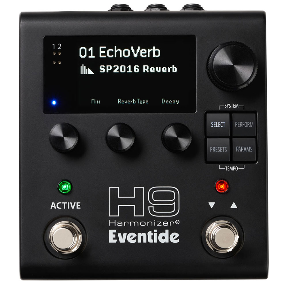 “Harmonizerの新時代” Eventide のアイコニックなマルチエフェクト・ペダルが新時代へ。 スタジオ・クオリティのサウンドとクリエイティブな自由度を、コンパクトでパフォーマンスに特化したフォーマットに凝縮しました。 H9 Harmonizer Gen 2 は、Eventide の象徴的なマルチエフェクト・ペダルを新たな時代へと導き、コンパクトでライブ演奏に最適なフォーマットながら、スタジオ品質のサウンドとクリエイティブな柔軟性を実現します。 H9 Max でプレイヤーから愛されてきたすべての要素を継承しつつ、H90 のアルゴリズムラインナップをすべて搭載し、最新のARM プロセッシングを採用することでプラットフォームを拡張。ステージやスタジオでのセットアップにおいて、より高速で直感的なワークフローを実現しています ■ パワーも可能性もさらなる高みへ H90の全アルゴリズム・ラインナップ、最新のARMプロセッサー、そして強化されたワークフローにより、洗練されたデザインの中にこれまで以上のクリエイティブな可能性を詰め込みました。 ■ 演奏のために生まれたデザイン 2.5インチの大型ディスプレイ、刷新されたコントロール、そしてシンプルで分かりやすいユーザーインターフェースにより、操作性とナビゲーションが大幅に向上しました。一方で、コンパクトなペダルに求められる直感的で素早い操作性はそのまま維持しています。 ■ 現代のリグに最適化された設計 ステレオ入出力、MIDI、エクスプレッションペダル、AUXコントロールに対応し、高い拡張性を実現。ペダルボードをすっきりとまとめられるコンパクトなサイズでありながら、現代のリグの中核を担える十分な接続性を備えています。 ■4つのコア・モードで、より速く、よりパフォーマンスに特化したワークフロー ・SELECT：プリセットの切り替えとクイックノブによるパラメーターコントロール ・PERFORM：HotSwitchとHotKnobによるリアルタイム・コントロール ・PRESETS：プリセットのエフェクトタイプとアルゴリズムの切り替え ・PARAMETERS：プリセットのパラメーター調整と外部コントロール設定 ■追加機能 ・74のアルゴリズム：H90およびH9 Maxのフルライブラリも含まれます ・シームレスエフェクトスピルオーバー：プリセット間 ・柔軟なルーティング：(ウェット/ドライ、プリ/ポスト) ・ハイファイ・ポリフォニック・ピッチFX：SIFT技術の使用 ・UIの再設計：クイックノブとボタンパッドが3つ ・フルパラメータ制御：ペダルから直接(アプリ不要) ・ハーモナイザー+ボーカルスイート：MixingLink (別売り)と組み合わせて ・デュアルインストゥルメントおよびラインレベルI/O：柔軟なスタジオ+ライブ使用のために ・USB-C接続：to Eventide Control app ・1,000+プリセット ・2つのプログラム可能なフットスイッチ：さらにHotKnobやHotSwitchのマクロ制御も搭載しています ・Bluetooth対応 ※まもなく登場予定：MacおよびiPadのEventide Controlアプリ用 ・完全互換性：H9クラシックプリセット付き ・セレクト、パフォーム、プリセット、パラメータモード：柔軟なワークフローのために ・内蔵チューナー ■Eventide Control アプリケーション(PC/Macのみ対応)　※2026年7月現在 新たにリリースされたEventide Controlアプリを使用することで、H9 Harmonizer Generation2の機能を最大限に活用できます。ファームウェアのアップデート、プリセット管理、ルーティングやMIDI マッピングの設定、User Listのインポート／エクスポートなどを行えます。 コンピューターとUSB-Cで接続してご利用ください。 ※タブレット版アプリケーションは2026年夏頃リリース予定。 ●端子 入力1?2：1/4インチTSモノラルジャック 出力1?2：1/4インチTSモノラルジャック エクスプテスト/CTL 1?2：1/4インチTRS / エクスプレッションペダルまたはAux Switch USB Type-C：コントロール、アップデート、MIDIにはUSB 2.0を使いましょう MIDI イン：5ピンDIN MIDIアウト/スルー：5ピンDIN DC入力ジャック：5.5/2.5mmプラグ / センターポジティブ(+) ●アナログI/O 入力インピーダンス：600kオーム 入力インピーダンス：80kオーム 出力インピーダンス：220オーム 推奨負荷インピーダンス：10kオーム以上 最大入力レベル：+4dBu 最大入力レベル：+14dBu ＜仕様＞ パワー：12V DC 1A / センターポジティブ(+)、5.5/2.5mmジャック 寸法(製品)：68（H）x 170（W）x 136（D）mm 重量(製品)：840 g 関連商品Eventide H90 Harmonizer ハーモナイザー / ...BOSS ボス GT-1000CORE Guitar Effects ...159,500円82,500円BOSS ボス GX-100 Guitar Effects Proce...BOSS ボス GX-100 Guitar Effects Proce...74,800円79,970円《7月19日発売》 Strymon ストライモン TimeLine M...Line 6 ライン6 Helix Stadium XL Floor ...120,000円418,000円Line 6 Helix Stadium FloorBOSS ボス MS-3 Multi Effects Switcher...341,000円49,500円Line 6 ラインシックス POD Express Guitar マ...Line 6 ライン6Helix Stadium Floor【入荷！】...33,000円341,000円