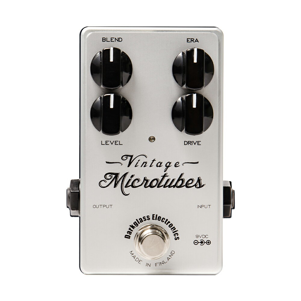 Classic tone, refined. Vintage Microtubesは、ロック史に残る伝説的なサウンドへのトリビュートです。ウォームなチューブライク・トーンと、オールドのチューブ・アンプやリール・トゥ・リール・テープマシン特有のナチュラルなダイナミックレスポンスを再現し、有機的なコンプレッションを彷彿とさせます。 ■仕様 ・Blend クリーンシグナルとオーバードライブシグナルのミックスバランスをコントロールします。オーバードライブシグナルのボリュームをコントロールするLevelノブの設定に関わらず、クリーンシグナルはユニティ・ゲインとなっており、ミックスするバランスの微調整をBlend ノブで行います。 ・Era Driveノブと連動してペダルのキャラクターを形成します。ノブを下げれば70年代のウォームなミッドレンジ・トーンに、ノブを上げれば80〜90年代ロックのパンチの効いたメタリックなトーンになります。 ・Level オーバードライブシグナルの音量を設定します。 ・Drive オーバードライブシグナルのサチュレーション量を設定します。 ・Output こちらの1/4 "ジャックからアンプや他のエフェクターのインプットに接続します。 ・Input 楽器またはペダルボードからの出力をこちらの1/4 "モノジャックに接続します。 ・9V DC センターマイナスプラグの安定化されたDC9Vアダプターのみを使用してください。 ・Dimensions Width: 75 mm / 3″ Length: 111 mm/ 4?″ Height: 43 mm / 1?″ Weight: 250 g / 0.55 lb ※Warning Vintage Microtubesの消費電流は20mA です。レギュレートされたDC9V センターマイナス極性のアダプターをご使用ください。環境への配慮を理由に9V バッテリー(006P) 駆動には対応していません。 レギュレートされてないパワーサプライの使用もしくは9VDC 以上の電圧を供給した場合、ノイズの発生やユニットが破損する恐れがあり、保証対象外となりますのでご注意ください。 ＊この製品には電源アダプターは付属しておりません。関連商品《電源アダプターセット》 Darkglass Electronics ...Darkglass Electronics MICROTUBES B3...38,500円37,400円LPD Pedals / BEDLUM OverDrive ギター エ...BOSS ボス RC-10R Rhythm Loop Station...37,400円38,500円J.Rockett Audio Designs オーバードライブ Th...J.Rockett Audio Designs オーバードライブ Bl...36,799円38,500円J.Rockett Audio Designs オーバードライブ Ar...J.Rockett Audio Designs オーバードライブ Ar...36,799円36,799円Jackson Audio ジャクソン オーディオ GOLDEN BO...BOSS ボス BB-1X [Bass Driver] ベース・ドライ...36,300円25,300円