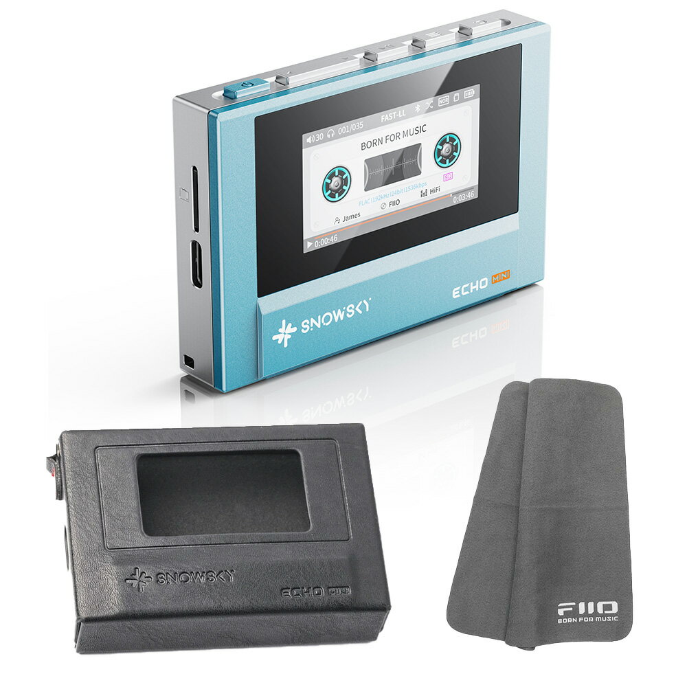 《ロゴ入りクロスプレゼント》 FIIO デジタルオーディオプレーヤー Snowsky ECHO MINI ブルー + 専用ケース SK-ECHOMINI セット