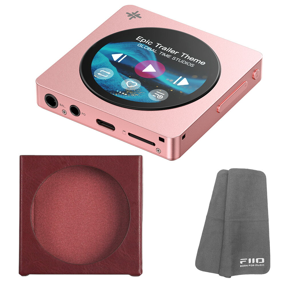 FIIO 디지털 오디오 플레이어 Snowsky DISC 핑크 + 전용 케이스 SK-DISC 레드 세트 "로고가 들어간 크로스 선물