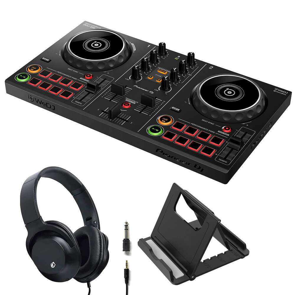 《購入特典:スマホスタンドプレゼント》PIONEER DJコントローラー DDJ-200 + ヘッドホンKHP-001 セット