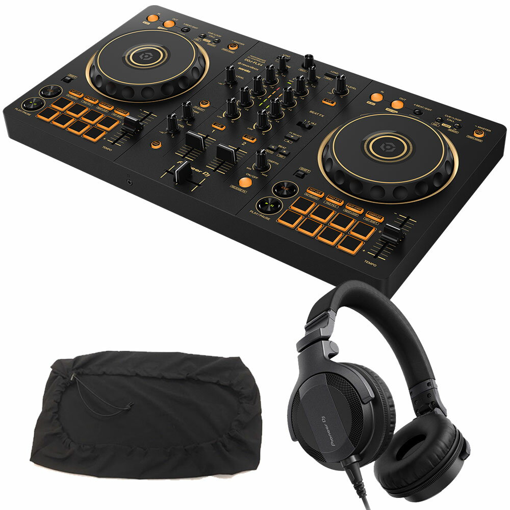《6月26日発売》 PIONEER DJコントローラー DDJ-FLX4-N (ゴールド) + ヘッドホン HDJ-CUE1 + ダストカバー セット 【…