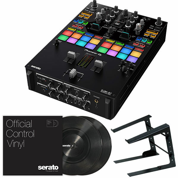 Pioneer DJミキサー DJM-S7 + PCスタンド + Serato コントロールレコードBK(2枚組み) セット《serato DJ Pro / rekordbox対応》