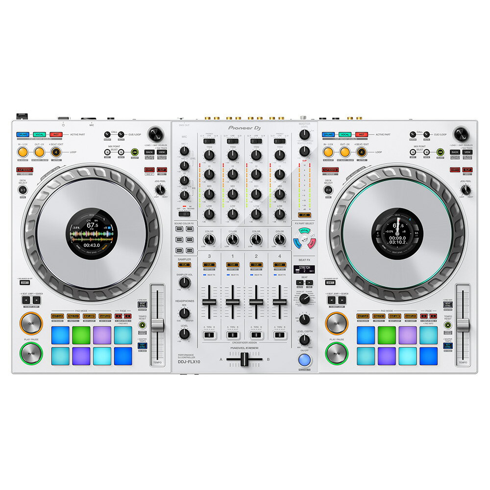 Pioneer 4CH DJ����ȥ����顼 DDJ-FLX10-W �ۥ磻�� + �����ȥ��С� �դ���rekordbox / Serato DJ Pro �б���
