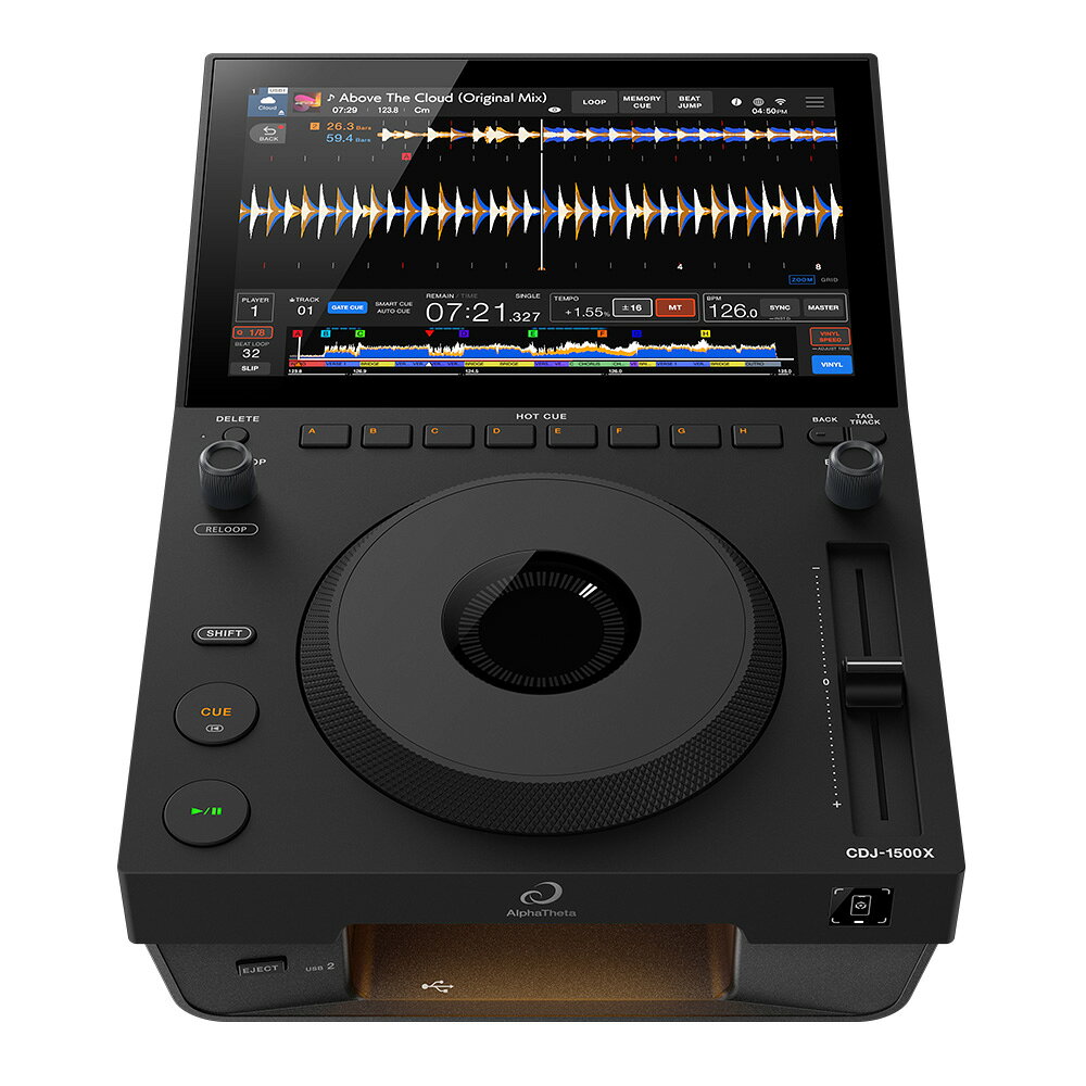 CDJ-1500Xは、コンパクト設計ながらフラッグシップモデル譲りの操作性を実現したDJマルチプレーヤーです。10.1インチ大型タッチディスプレイ、Wi-Fi・クラウド連携、NFCログイン、CoBeat対応など最新機能を搭載し、限られたスペースでも快適なDJプレイを提供します。 《主な特徴》 ●コンパクト設計 ・フラッグシップモデルの機能を継承しながら小型化 ・狭いDJブースやミュージックバーにも設置しやすい ・ターンテーブルとの組み合わせにも最適 ●10.1インチ大型タッチディスプレイ ・CDJ-3000Xと同等の大型タッチパネルを搭載 ・最大15曲表示で選曲がスムーズ ・波形・ボーカル位置・BPM変化・フレーズ構成を視覚的に確認可能 ・プレイリスト編集やダーク/ライトモードにも対応 ●クラウド・スマホ連携 ・Wi-Fi対応でストリーミング再生やクラウドライブラリに直接アクセス ・Apple Music、Beatport Streamingに対応 ・NFCログインでスマートフォンから設定やプレイリストを簡単読み込み ●CoBeat対応 ・オーディエンスがスマホから楽曲リクエストや投票に参加可能 ・DJはリクエストをブラウズ画面で確認しながらプレイ ・絵文字リアクションでフロアの盛り上がりをリアルタイムに把握 ●デザイン・カスタマイズ ・マットブラックのミニマルデザイン ・LED付きUSBポート（12色変更可能）を搭載 ・サイドパネル交換による外観カスタマイズに対応 ●その他の特長 ・CDJ-3000X同等の品質・耐久性 ・8つのHOT CUEボタン搭載 ・BEAT LOOP・BEAT SYNC・BEAT JUMP対応 ・ミドルサイズジョグホイール採用 ・AlphaTheta Care延長保証サービス対象 ※詳しい詳細はメーカーHPをご参照ください。 《こんな人におすすめ》 ●ミュージックバーや小規模クラブを運営している方：限られたブースでも設置しやすいコンパクト設計。 ●省スペースで本格的なDJ環境を構築したい方：フラッグシップモデル譲りの機能をコンパクトなサイズで導入できます。 ●選曲やミックスをスムーズに行いたいDJ：10.1インチ大型ディスプレイで波形やボーカル位置、BPM変化を見やすく表示。 ●観客との一体感を重視するイベントや店舗：CoBeatでリクエストやリアクションをリアルタイムに受け取り、双方向の演出が可能です。 ●長時間の営業や常設設備で安心して使いたい方：フラッグシップモデルと同等の品質基準・耐久性を備えています。 《仕様》 StreamingDirectPlay対応 音楽ストリーミングサービス：Apple Music, Beatport Streaming ※各音楽ストリーミングサービスをご利用になるには、サブスクリプション契約が必要です。 ※一部の国や地域では音楽ストリーミングサービスを提供していない場合があります。 周波数特性：20 Hz 〜 20 kHz S/N比：105 dB 全高調波歪率：0.003 % 出力端子：RCA 端子 USB：USB Type-A(電源供給5 V/1 A 以下)、USB Type-C(電源供給5 V/1.5 A 以下) 最大外形寸法（W × D × H）：252.1 × 374.7 × 116.5 mm 本体質量：3.6 kg 付属品： ・クイックスタートガイド ・使用上のご注意 ・保証書（一部の地域） ・電源コード ・AC アダプター ・音声ケーブル（アナログ） ・LANケーブル 《対応ソフトウェア》 DJパフォーマンス： ・rekordbox for Mac/Windows（Hardware Unlock ? 無償） ・djay Pro（有償） ・Serato DJ Pro（Official Accessory ? 有償） LINK EXPORT： ・rekordbox for Mac/Windows（無償） ・rekordbox for iOS/Android（無償） ※各ソフトウェアのシステム要件はメーカーHPをご参照ください。関連商品Pioneer DJ USBメディア対応DJプレーヤー XDJ-700...AlphaTheta DJマルチプレーヤー CDJ-1500X ×2台...209,000円523,600円Pioneer DJ USBメディア対応DJプレーヤー XDJ-700...Pioneer 4CH DJコントローラー DDJ-FLX10 + ヘ...104,500円261,800円Pioneer 4CH DJコントローラー DDJ-FLX10 + ヘ...Pioneer 4CH DJコントローラー DDJ-FLX10 + ヘ...242,000円239,800円Pioneer 4CH DJコントローラー DDJ-FLX10 + ダ...Pioneer 4CH DJコントローラー DDJ-FLX10 + ヘ...231,000円235,400円Pioneer オールインワンDJシステム XDJ-RX3 + ヘッド...Pioneer 4CH DJコントローラー DDJ-FLX10 + P...299,200円233,200円