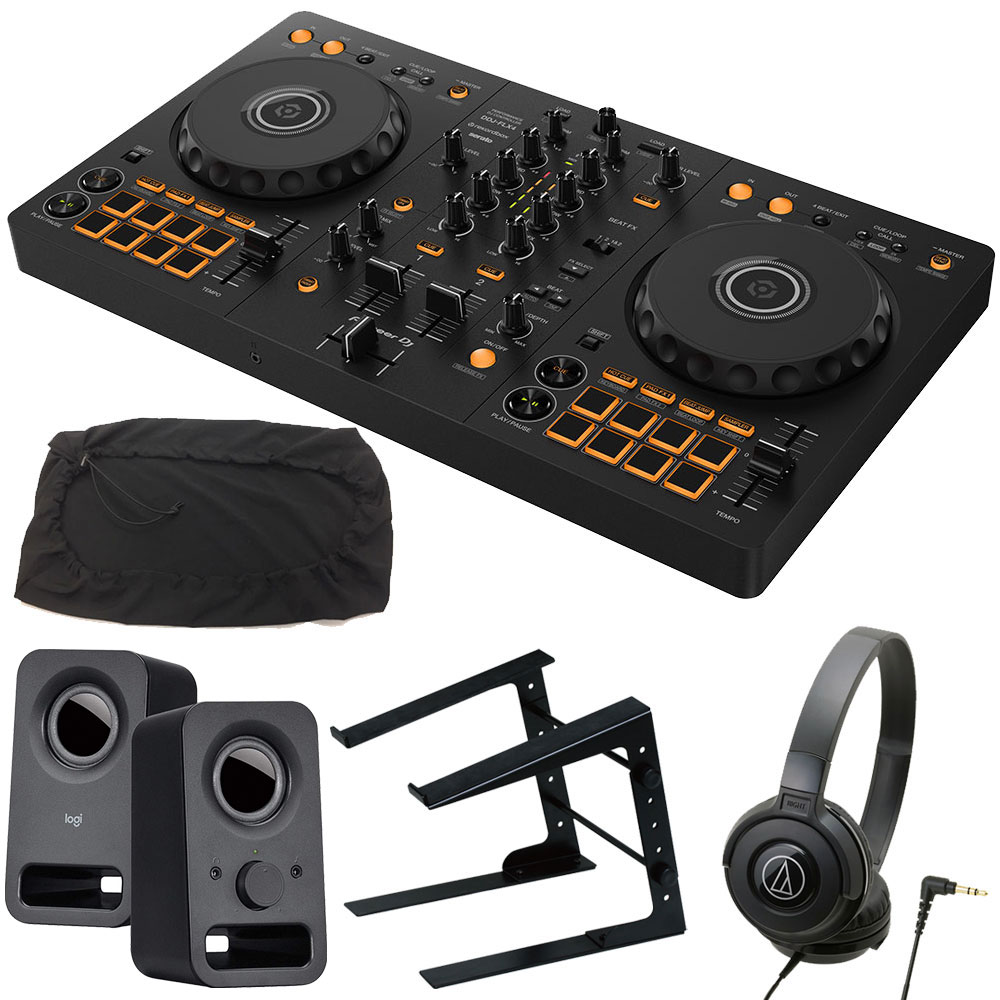 Pioneer DJコントローラー DDJ-FLX4 + ヘッドホン ATH-S100 + PCスタンド + スピーカー Z150 + ダストカバー セット…