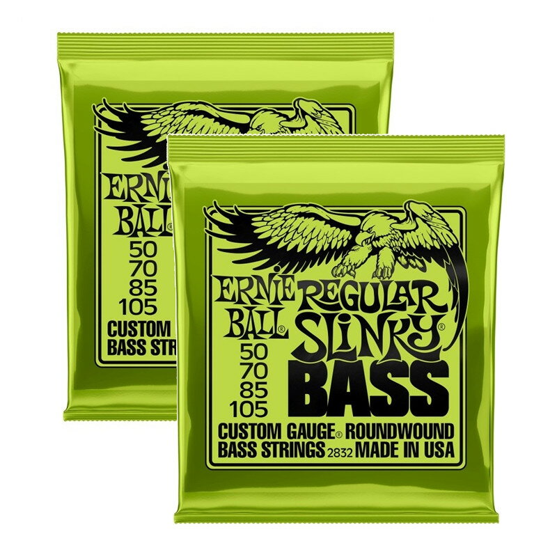 《2セット販売》 ERNIE BALL 2832 Regular Slinky Nickel Wound Electric Bass Strings 50-105 Gauge エレキベース 弦 【ゆうパケット】