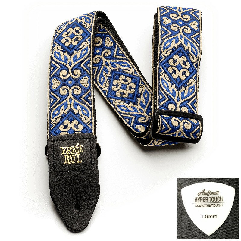 ERNIE BALL アーニーボール ストラップ EB 4165 TRIBAL BLUE JACQUARD STRAP ★ピック付き 【ゆうパケット】※日時指定非対応・郵便受けにお届け