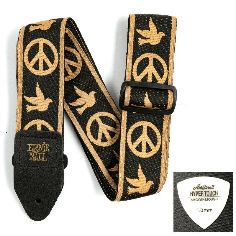 ERNIE BALL アーニーボール ストラップ EB 4613 PEACE LOVE DOVE JACQUARD STRAP ★ピック付き 【ゆうパケット】※日時指定非対応・郵便受けにお届け