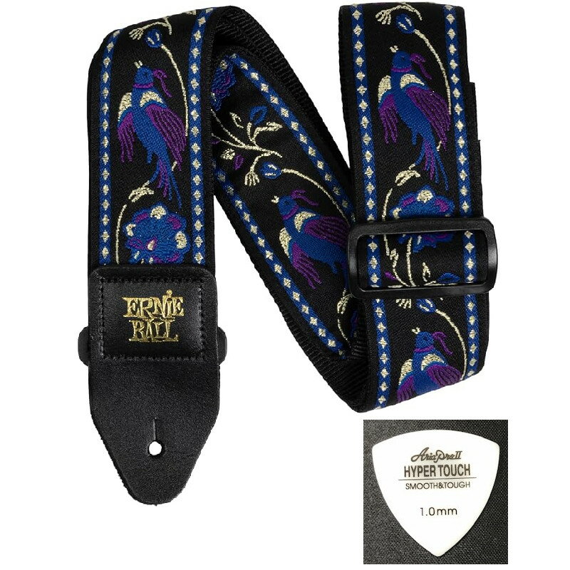 ERNIE BALL アーニーボール ストラップ EB 5371 PURPLE PLEASANT PHEASANT JACQUARD STRAP ★ピック付き 【ゆうパケット】※日時指定非対応・郵便受けにお届け