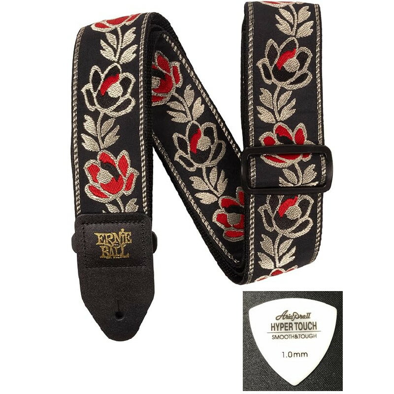 ERNIE BALL アーニーボール ストラップ EB 5380 NOBLE ROSE JACQUARD STRAP ★ピック付き 【ゆうパケット】※日時指定非対応・郵便受けにお届け