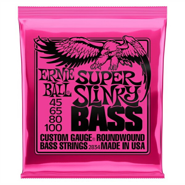 ERNIE BALL 2834 Super Slinky Nickel Wound Electric Bass Strings 45-100 Gauge エレキベース 弦 【ゆうパケット】