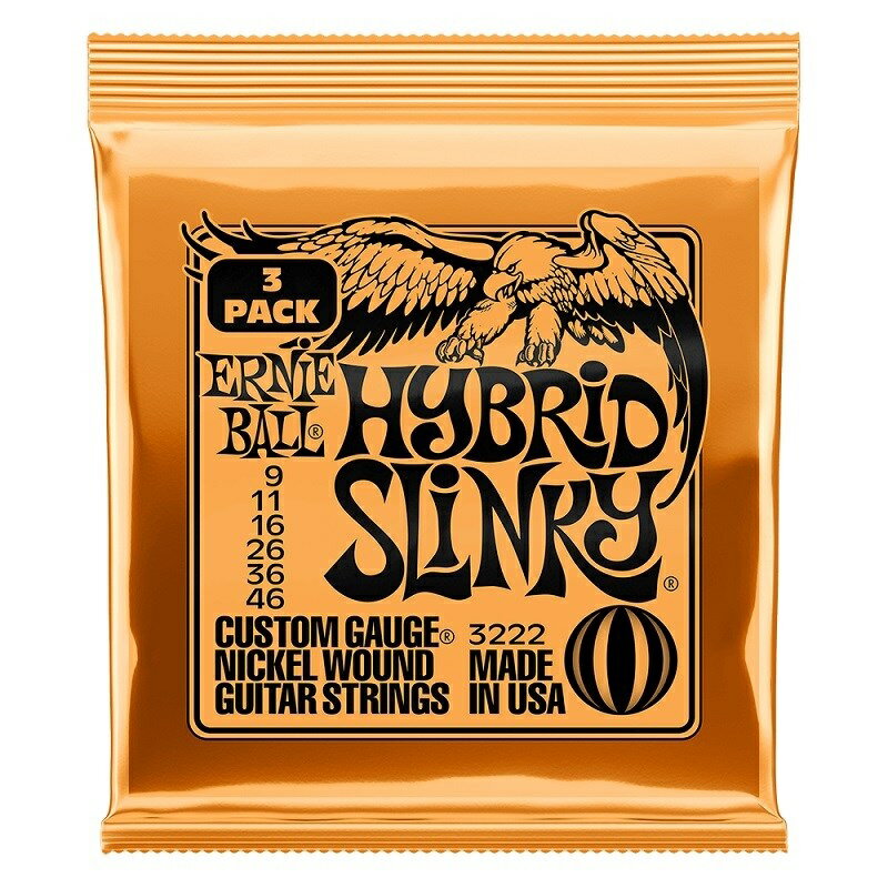 ERNIE BALL 3222 Hybrid Slinky Nickel Wound Electric Guitar Strings 3 P...
