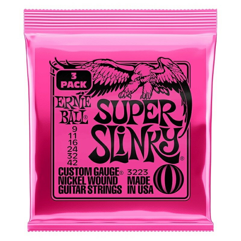 ERNIE BALL 3223 Super Slinky Nickel Wound Electric Guitar Strings 3 Pa...