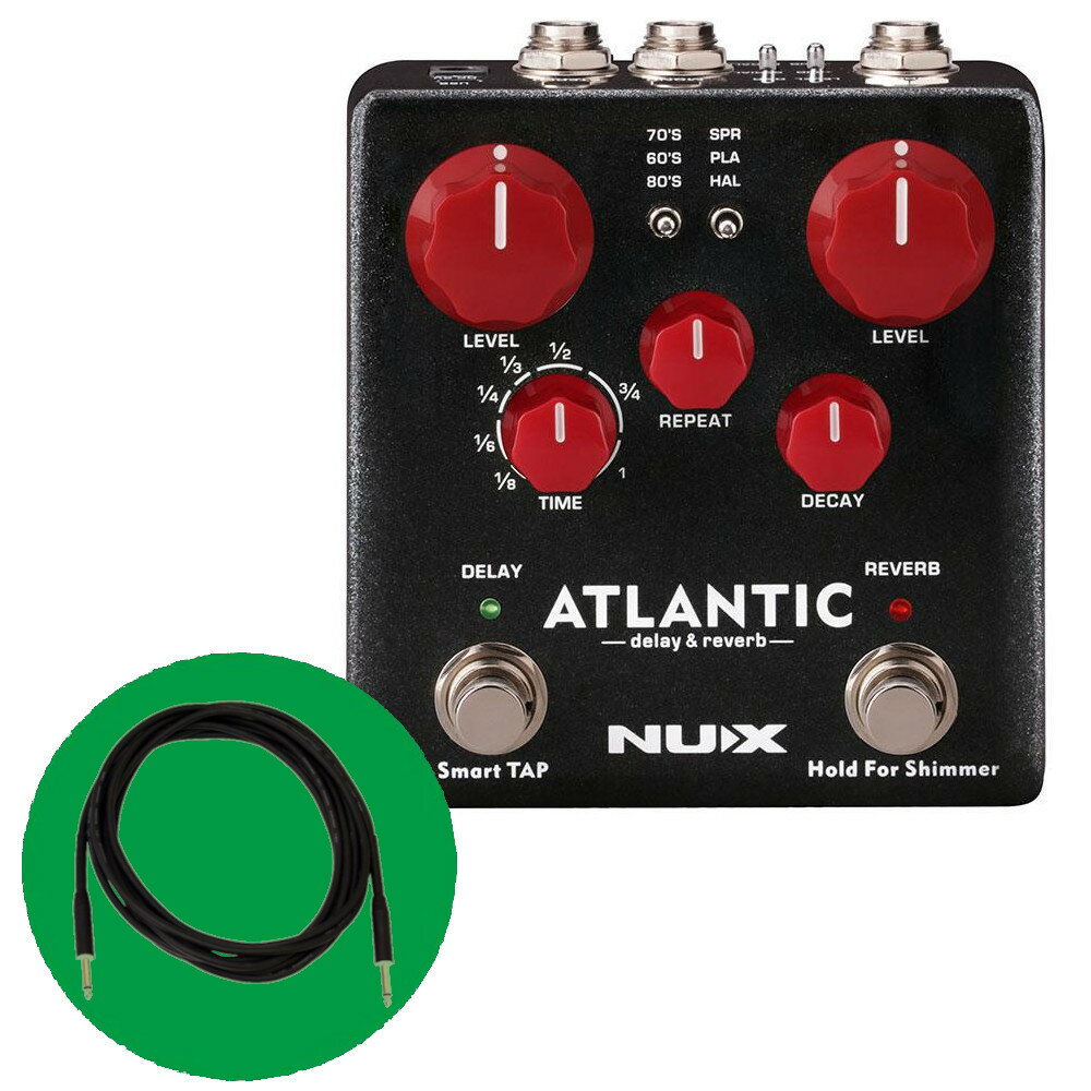 《数量限定 お買い得SET》NUX ニューエックス Atlantic ディレイ リバーブ JG10X （3.05m）ストレート ギターケーブル