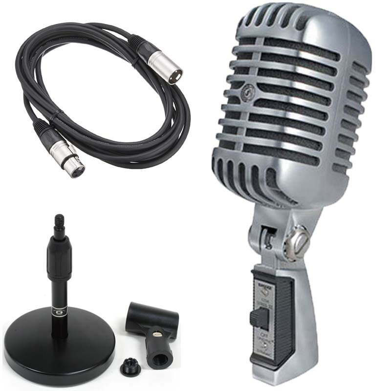 《在庫あり 即納可能》 SHURE 55SH SERIES II-X ダイナミックマイク 【国内正規品/メーカー保証2年】 + 3m XLR-XLR マイクケーブル + AD11 卓上スタンド