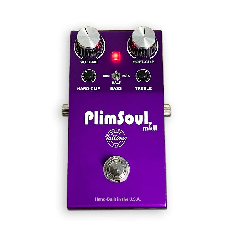 PlimSoulは、ソフトクリッピングとハードクリッピングを別々にコントロールできる唯一のペダルです。 Fulltone Custom-Shop PlimSoul mk2は、Fulltoneが特許を取得したデュアルステージクリッピング回路を搭載する初代PlimSoulの回路を改良。更なるサウンドメイクを実現しました。オペアンプICを用いるオーバードライブ回路は主に、オペアンプの帰還回路内にクリッピング回路を設けナチュラルな歪みが得られるソフトクリッピングと、オペアンプの増幅の後にクリッピング回路を設けハードでアグレシッブな歪みが得られるハードクリッピングがあります。PlimSoul mk2ではその2つのクリッピング回路を搭載し、ソフトクリップとハードクリップの双方を混ぜ合わせた複雑なドライブサウンドを実現しました。オーバードライブだけでは物足りなさを感じた場合はハードクリッピングのディストーション感を加えたり、反対にディストーションに暖かくファットなオーバードライブ感を付与することもできます。 またmk2ではインプットインピーダンスを初代モデルよりも高く設定することで、ギター本体のVOLやピックアップのアウトプットにも繊細に反応するようにチューンアップされています。3ポジションのBASSコントロールも搭載していますので、お使いのアンプに合わせて低音域の量感を調整することもできます。 【Spec】 ・ 64(W) x 123(D) x 58(H)mm ※ノブの高さを含む。関連商品Fulltone フルトーン Hi-Mu エフェクター ドライブ...Fulltone フルトーン Ranger ギター エフェクター ブー...46,200円49,500円Fulltone フルトーン Wah Full ギター エフェクター ...Fulltone フルトーン Custom Shop OCD v1.4...49,500円49,500円JHS Pedals / THE KILT10 ギターエフェクター オ...Jackson Audio ジャクソン オーディオ 1484 Twin...41,800円49,500円Silktone シルクトーン Overdrive+ [ Dark ]...エフェクター オーバードライブ ブースター strymon ストライモ...49,940円50,100円エフェクター オーバードライブ ブースター Strymon ストライモ...AYA tokyo Japan / drivesta オーバードライブ...50,100円42,900円
