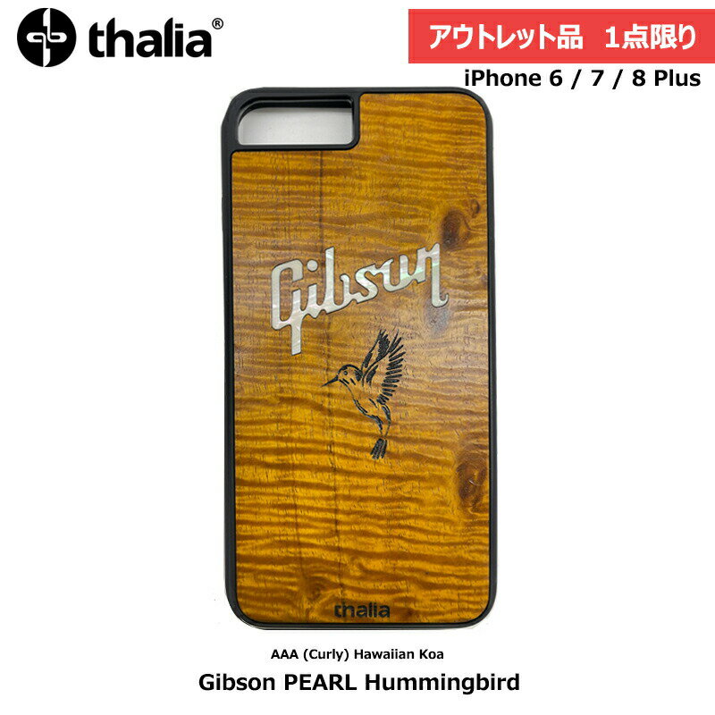 【アウトレット品 1点限り】iPhpne 6 / 7 / 8 Plus サイズ Thalia AAA Curly Hawaiian Koa / Gibson PEARL Hummingbird / タリア iPhone case