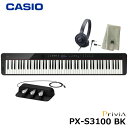 CASIO PX-S3100BK 【3本ペダル(SP-34)、ヘッドフォン、楽器クロスセット】カシオ Privia (プリヴィア) 電子ピアノ ブラック『ペダル...