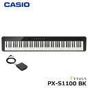 CASIO PX-S1100BK カシオ 電子ピアノ 88鍵盤 ブラック 軽量 コンパクト Privia / プリヴィア シンプル 簡単 / ペダル 譜面立て 付属