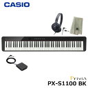 CASIO PX-S1100BK 【ヘッドフォン 楽器クロスセット】カシオ 電子ピアノ Privia(プリヴィア) ブラック 『ペダル 譜面立て付属』