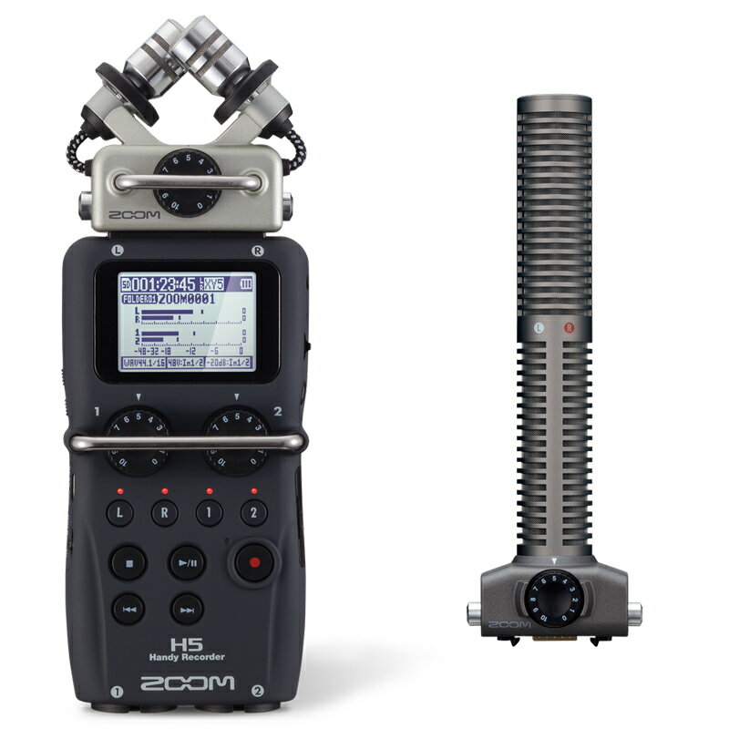 《在庫限り特価 即納可能》ZOOM ズ—ム H5 ハンディレコーダー + SSH6 MID-SIDEステレオショットガンマイク・カプセル《3年延長保証（ユーザー登録）》