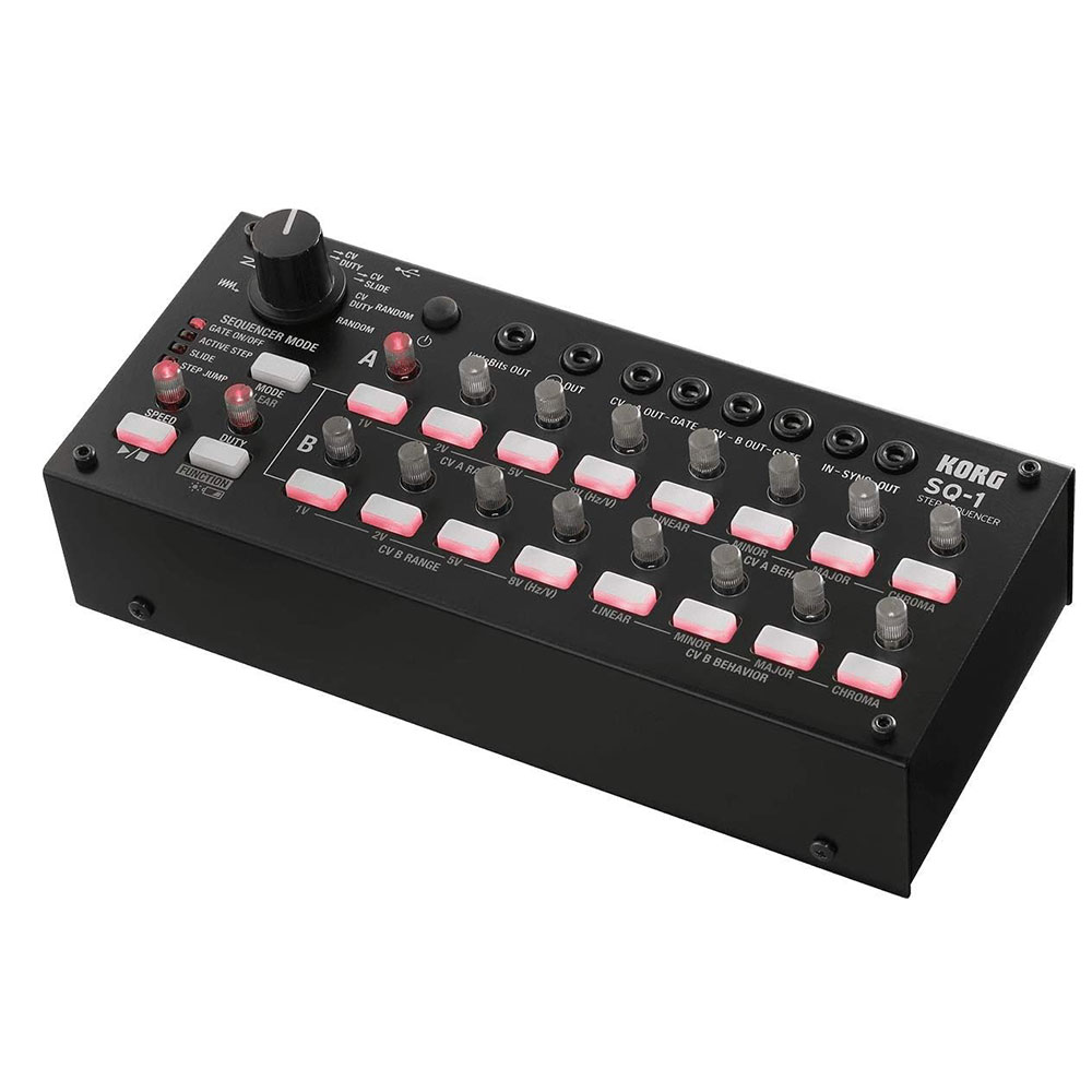 アナログシンセからMIDI機器まで自在にコントロール。コンパクトな2×8ステップ・シーケンサー。 KORG SQ-1は、シンセサイザーやMIDI機器と接続して、フレーズやリズムを直感的に作り出せるコンパクトなステップシーケンサーです。 A/Bそれぞれ8ステップ、合計2×8ステップのシーケンサーを搭載。16ステップとして使用したり、2系統を並列で動かしたり、ランダムなパターンを作ったりと、多彩なシーケンスを生み出せます。 最大の魅力は、幅広い機器との接続性。CV/GATE、MIDI OUT、USB MIDI、SYNC IN/OUTなどを装備し、KORG MS-20シリーズをはじめ、volcaシリーズ、ビンテージ・アナログシンセ、モジュラーシンセ、MIDI対応シンセなど、さまざまな機器をコントロールできます。 パソコンやDAWの画面上で細かく数値を入力するのではなく、ツマミとステップ・ボタンを操作しながら、耳と感覚でフレーズを組み立てられるのもSQ-1ならでは。ライブパフォーマンスから楽曲制作、アナログシンセの実験的なサウンドメイクまで幅広く活躍します。 《こんな方におすすめ》 ・アナログシンセでフレーズを作りたい方 ・KORG MS-20 / MS-20 miniをステップシーケンサーでコントロールしたい方 ・volcaシリーズなどを組み合わせて演奏したい方 ・モジュラーシンセやCV/GATE対応機器を使用している方 ・MIDI機器とアナログシンセを組み合わせたい方 ・DAWだけでなくハードウェア中心で音楽制作を楽しみたい方 ・ライブでリアルタイムにシーケンスを変化させたい方 《KORG SQ-1の特徴》 ● 2×8ステップの直感的なシーケンサー A/Bそれぞれ8ステップのシーケンサーを搭載。2系統を組み合わせて16ステップとして使用するほか、A/Bを並列で動作させ、それぞれ異なるパラメーターをコントロールすることも可能です。 ● 多彩なシーケンサー・モード 通常の順番再生だけでなく、並列動作やランダム動作など複数のシーケンサー・モードを搭載。シンプルな繰り返しから予測できない複雑なパターンまで、幅広いシーケンスを作成できます。 ● CV/GATE・MIDI・USB MIDIに対応 2チャンネルのCV/GATE OUTに加え、MIDI OUT、USB MIDI、SYNC IN/OUT、littleBits OUTを搭載。 アナログシンセからMIDI対応機器まで、幅広い機材を組み合わせたセットアップを構築できます。 ● MS-20にも対応するHz/V出力 一般的なV/Oct方式に加え、KORG MS-20シリーズで採用されているHz/V方式にも対応。 CV出力は1V、2V、5V（V/Oct）、8V（Hz/V）から設定でき、GATE出力の極性も変更可能。接続するシンセサイザーに合わせて柔軟に設定できます。 ● ライブで使えるステップ・エディット 「ACTIVE STEP」「STEP JUMP」「SLIDE」などのステップ・モードを搭載。 再生するステップをリアルタイムに変更したり、特定のステップへ瞬時にジャンプしたり、音程を滑らかにつないだりと、シーケンスそのものを演奏するような操作が可能です。 ● スケールを選んで音程をコントロール ステップ・ノブによる音程設定では、リニアのほか、メジャー／マイナー／クロマチックを選択可能。設定したスケールに沿った音程でシーケンスを作成できます。 ● コンパクト＆電池駆動 193×84mmのコンパクトなサイズながら、しっかりとした板金製ボディを採用。 単3形乾電池2本またはUSBバス・パワーで動作するため、デスクトップでの制作はもちろん、ライブや持ち運びにも便利です。 《仕様》 ・シーケンサー：2×8ステップ ・シーケンサー・モード：ALTERNATE、ORDER、PARALLEL TURN、PARALLEL ORDER、CV/DUTY、CV/SLIDE、CV/DUTY | RANDOM、RANDOM ・ステップ・モード：GATE ON/OFF、ACTIVE STEP、SLIDE、STEP JUMP ・ステップ分解能：4分音符、8分音符、16分音符 CV/GATE ・CV OUT音程：リニア、マイナー、メジャー、クロマチック ・CV OUT電圧：1V、2V、5V（V/Oct）、8V（Hz/V） ・GATE OUT極性：＋（正論理）、−（負論理） ・SYNC IN/OUT極性：＋（立ち上がり）、−（立ち下がり） 接続端子 ・littleBits OUT ・MIDI OUT ・CV-A OUT / GATE ・CV-B OUT / GATE ・SYNC IN / OUT ・USB Type-B（USB MIDI） 電源 ・単3形乾電池×2本（アルカリ乾電池推奨） ・USBバス・パワー 電池寿命 ・約5時間（アルカリ乾電池使用時） ・外形寸法：193（W）×84（D）×63（H）mm ・質量：641g（電池含まず） 付属品 ・ミニ・プラグ−DIN変換ケーブル ・取扱説明書関連商品KORG コルグ KR-11 リズムボックス スピーカー内蔵 + 純正...KORG コルグ KR-11 リズムボックス スピーカー内蔵...17,050円14,850円KORG サンプル・シーケンサー VOLCA SAMPLE2...《在庫あり 即納可能》 KORG サンプル・シーケンサー VOLCA ...22,000円23,100円YAMAHA ヤマハ SEQTRAK ORANGE ミュージックプロダ...KORG MIDIキーボード 37鍵盤 microKEY2-37...55,000円16,830円NOVATION ノベーション Launchkey Mini 25 M...Arturia アートリア オーディオインターフェイス MiniFus...17,200円17,930円AKAI アカイ MPK mini 4 Black ブラック 25鍵 ...AKAI アカイ MPK mini 4 Grey グレー 25鍵 MI...16,800円16,800円