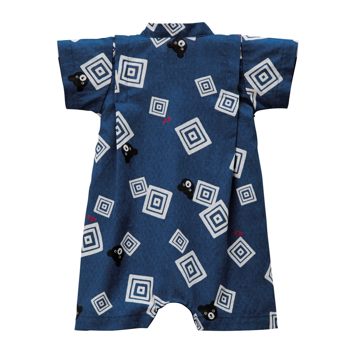 【アウトレット】ミキハウス ダブルビー mikihouse 三枡柄甚平オール〈S-M(60cm-80cm)〉ベビー用品 ベビー 男の子 夏まつり お祭り