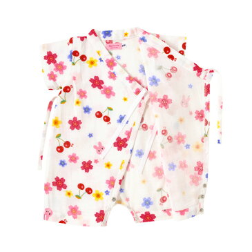 ミキハウス ホットビスケッツ mikihouse 二重織ガーゼ☆さくら柄キャビットちゃん甚平オール〈SS-M(50cm-80cm)〉 ベビー用品 ベビー 赤ちゃん 女の子 ピンク ホワイト
