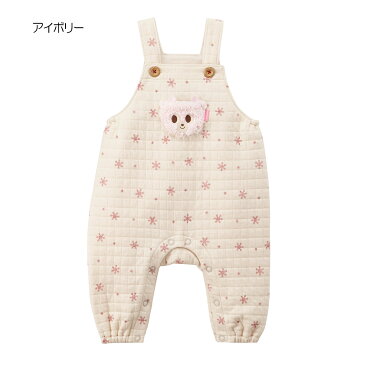 【アウトレット】ミキハウス ホットビスケッツ mikihouse ニットキルトオーバーオール(70cm・80cm) ベビー 赤ちゃん こども 子供服 女の子 プレゼント ギフト