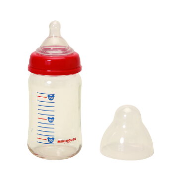 【10日限定☆ポイント5倍】ミキハウス mikihouse ガラスミルクボトル(160ml)(哺乳瓶) ほ乳瓶 出産祝い ベビー用品 耐熱 クロスカット co202004_1a