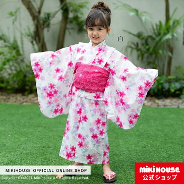 ミキハウス mikihouse さくらしぐれ柄浴衣（女児用）〈140cm（130cm-140cm）〉 キッズ 子供服 こども 子供 女の子 甚平 浴衣 お祭り こどもゆかた