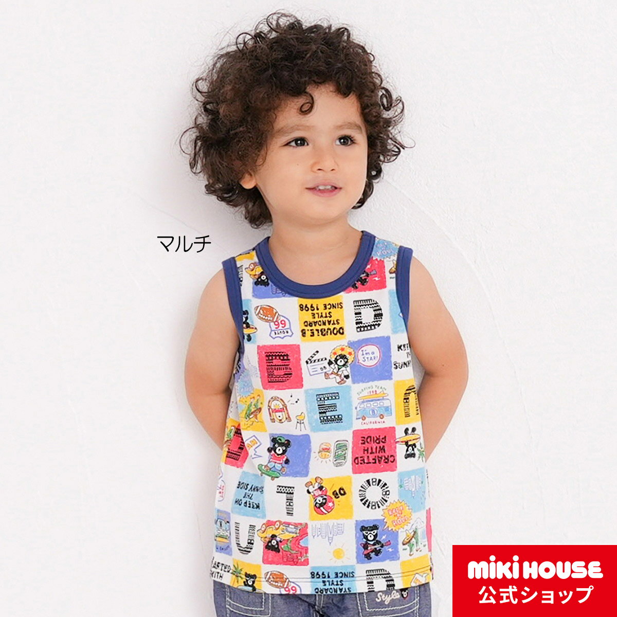 【アウトレット】ミキハウス ダブルビー mikihouse 総柄タンクトップ(80cm・90cm・100cm) ベビー服 キッズ 子供服 こども 男の子 ノースリーブのサムネイル